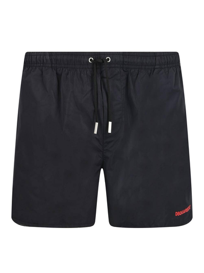 Dsquared2 Red Icon Logo Swim Shorts in Black