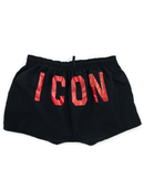 Dsquared2 Red Icon Logo Swim Shorts in Black