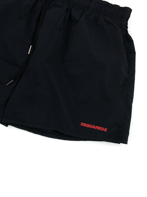 Dsquared2 Red Icon Logo Swim Shorts in Black