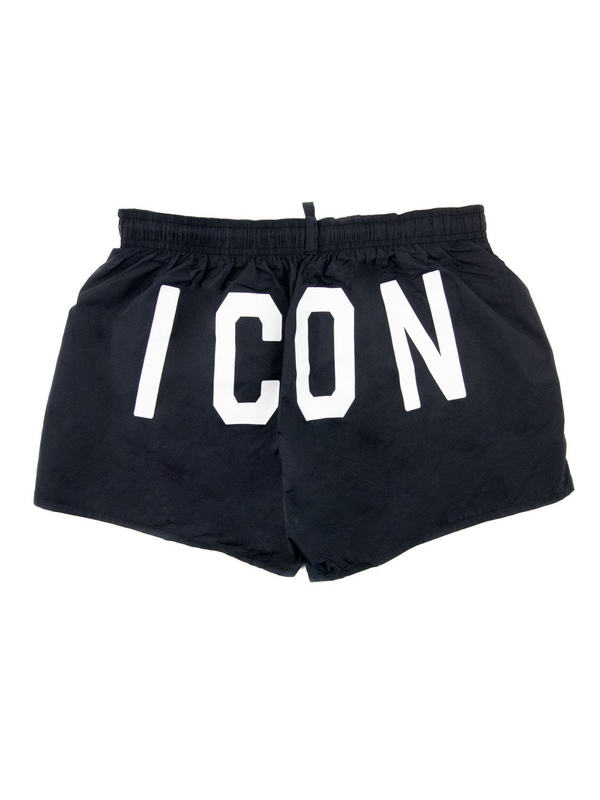 Dsquared2 White Icon Logo Swim Shorts in Black