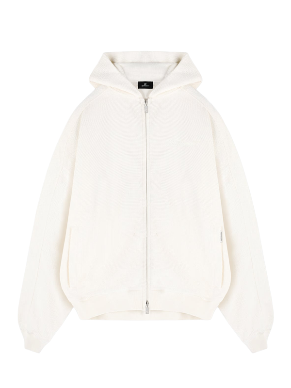 Represent Waffle Zip-Up Hoodie in White