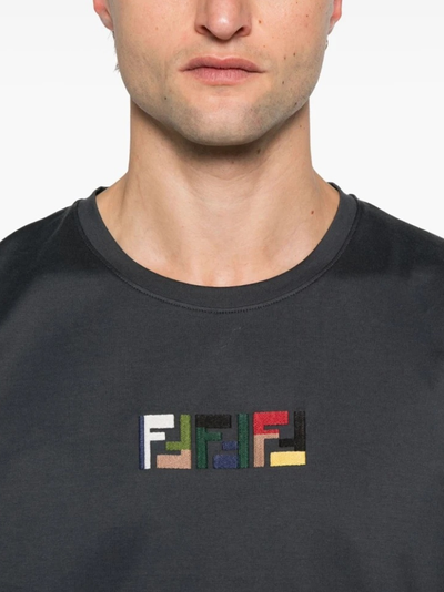 Fendi Triple FF Logo T-Shirt in Navy
