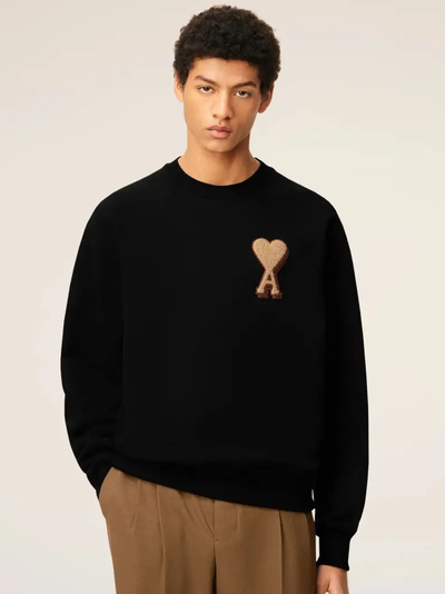 AMI Paris Ami De Coeur Patch Logo Sweatshirt in Black
