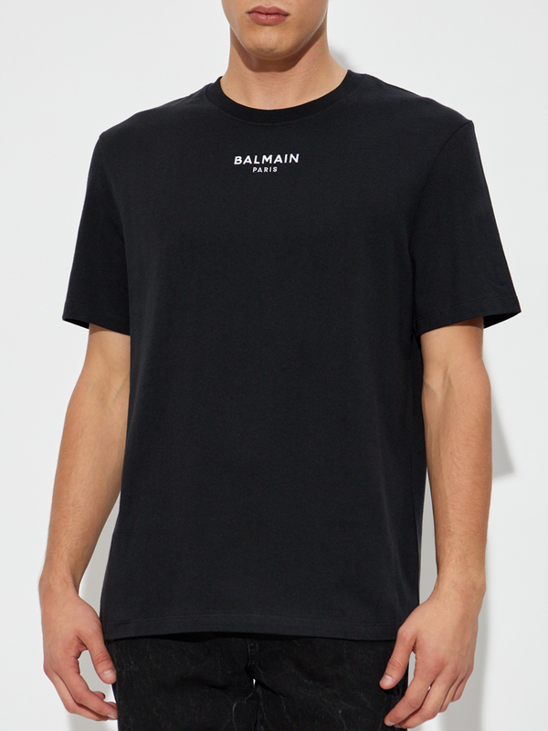 Balmain Paris Small Embroidered Logo T-Shirt in Black