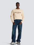 Balmain Paris Logo Print Sweatshirt in Beige
