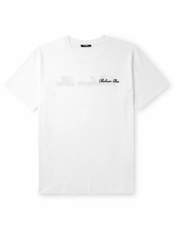 Balmain Logo Embroidered Loose Fit T-Shirt in White