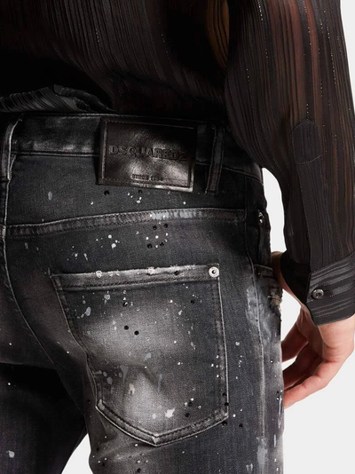 Dsquared2 Paint Splatter Rhinestone Skater Jeans in Black