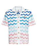 Casablanca Gradient Wave Crochet Textured Shirt in White