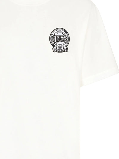 Dolce & Gabbana Roman Numerals Crest Embroidered Logo T-Shirt in White