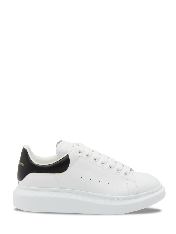 Alexander McQueen Oversized Leather Trainer in White/Black