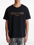 Balmain Paris Multi-Coloured Embroidered Logo Oversized T-Shirt in Black