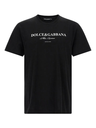 Dolce & Gabbana Italian Sportswear Flocked Logo T-Shirt in Black