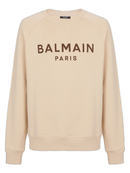 Balmain Paris Logo Print Sweatshirt in Beige