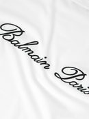 Balmain Logo Embroidered Loose Fit T-Shirt in White