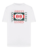Gucci Interlocking G Rectangle Logo T-Shirt in White