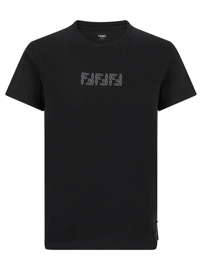 Fendi FF Labyrinth Embroidered T-shirt in Black