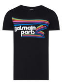 Balmain Paris Rainbow Logo T-Shirt in Black