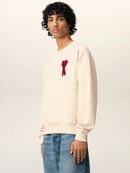 AMI Paris Ami De Coeur Embroidered Patch Sweatshirt in Beige