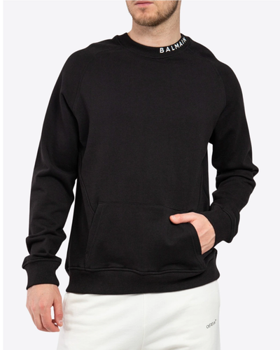 Balmain Collar Logo Print Sweatshirt in Black