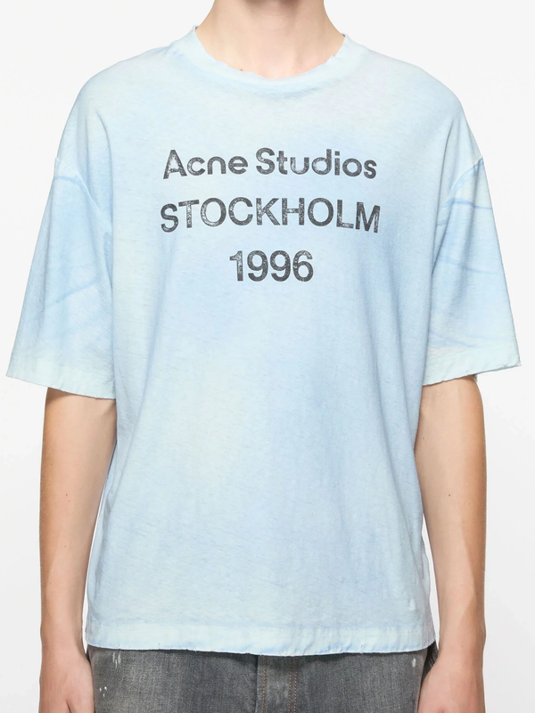 Acne Studios Stockholm Logo T-Shirt in 'Dusty Blue'