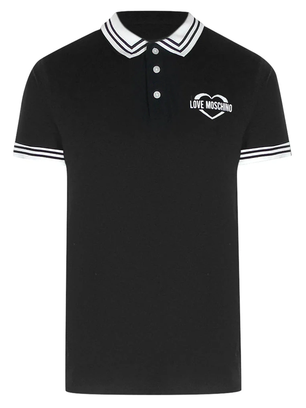 Love Moschino Twin Tipped Collar Polo Shirt in Black