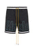 Rhude Exclusive Blue Outline Logo Swim Shorts in Black