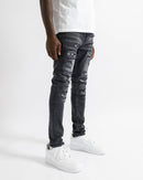 Magiri Bordeaux Bandana Distressed Jeans in Black