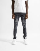 Magiri Bordeaux Bandana Distressed Jeans in Black