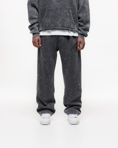 Magiri Embroidered Acid Wash Joggers in Washed Grey