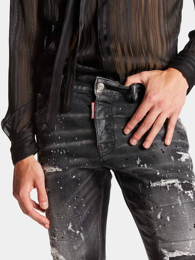 Dsquared2 Paint Splatter Rhinestone Skater Jeans in Black