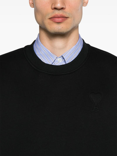 AMI Paris Ami De Coeur Embossed Logo Sweatshirt in Black