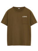 Loewe Pocket Embroidered Logo T-Shirt in Khaki Green