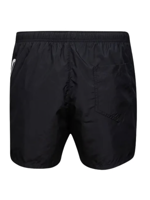 Moschino Large Circular Milano Logo Black Swim Shorts