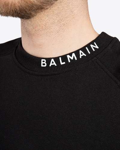 Balmain Collar Logo Print Sweatshirt in Black