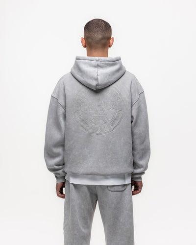 Magiri Embroidered Acid Wash Hoodie in Washed Oatmeal