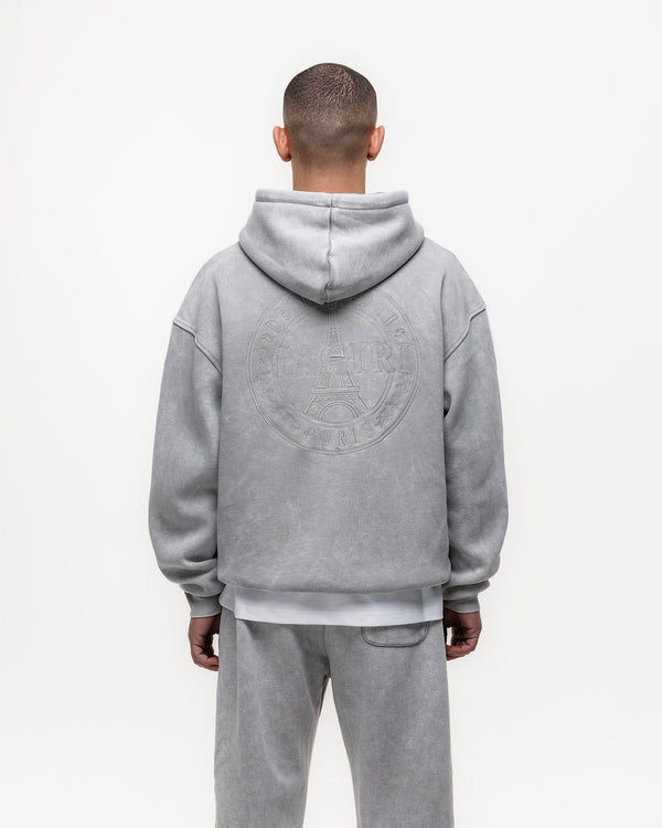 Magiri Embroidered Acid Wash Hoodie in Washed Oatmeal