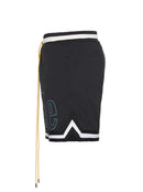 Rhude Exclusive Blue Outline Logo Swim Shorts in Black