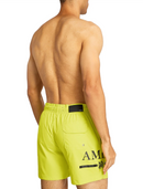 Amiri MA Logo Printed Swim Shorts in Yellow/Black
