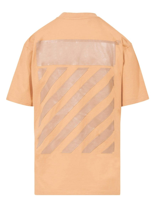 Off White Diag Regular Fit Brown T Shirt