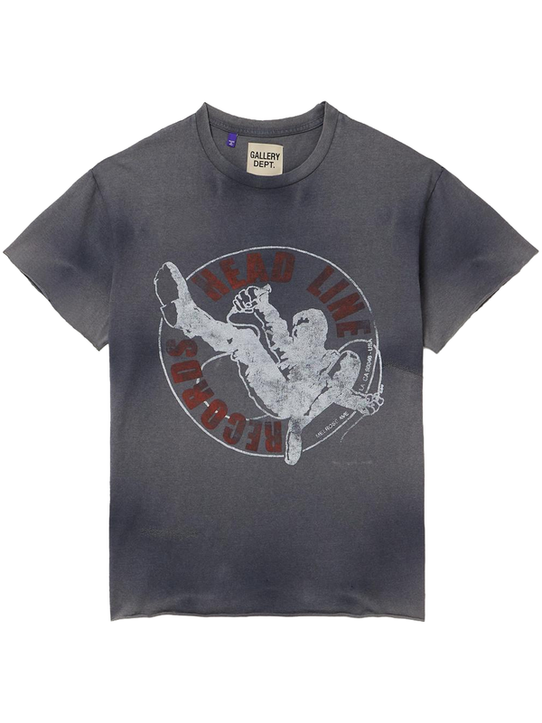Gallery Dept Headline Records T-Shirt in Washed Black