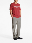 Balmain Logo Print T-Shirt in Claret Red