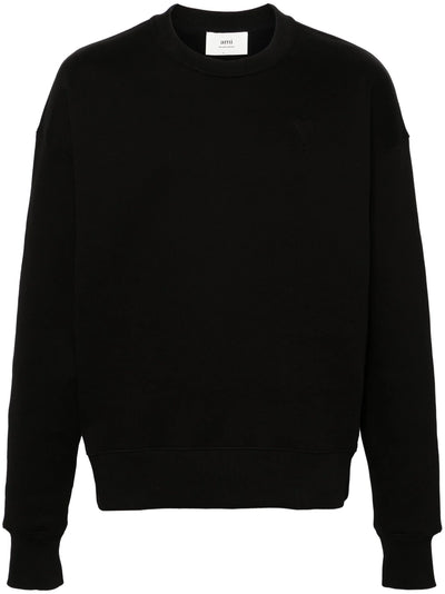 AMI Paris Ami De Coeur Embossed Logo Sweatshirt in Black