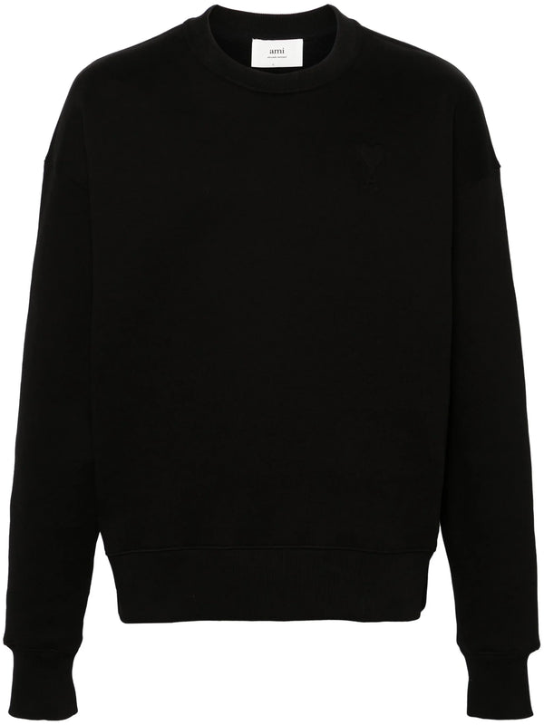 AMI Paris Ami De Coeur Embossed Logo Sweatshirt in Black