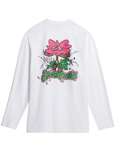 Jacquemus Desenho Manches Longues Print Long Sleeve Le T-Shirt in White