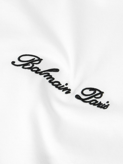 Balmain Logo Embroidered Loose Fit T-Shirt in White