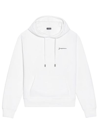 Jacquemus Signature Embroidered Logo Hoodie in White