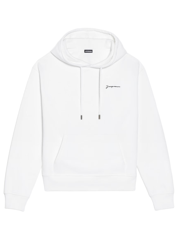 Jacquemus Signature Embroidered Logo Hoodie in White