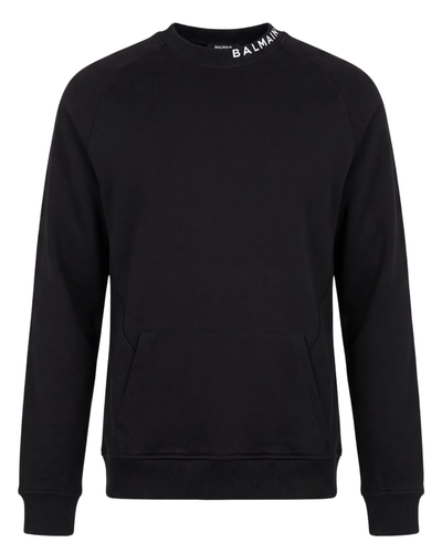 Balmain Collar Logo Print Sweatshirt in Black