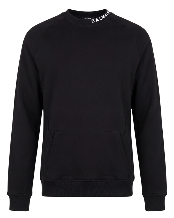 Balmain Collar Logo Print Sweatshirt in Black