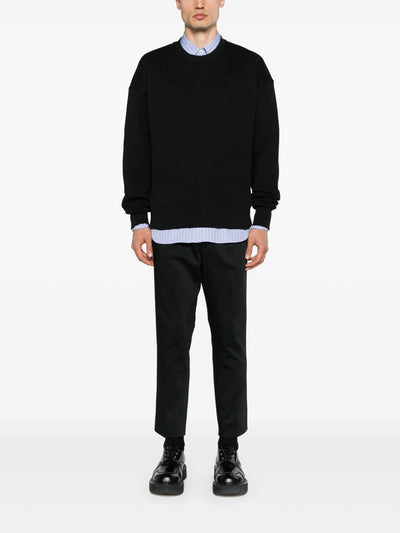 AMI Paris Ami De Coeur Embossed Logo Sweatshirt in Black